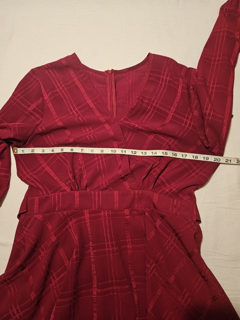Red Plaid Ruffled Jumpsuit - Picture 7 of 10